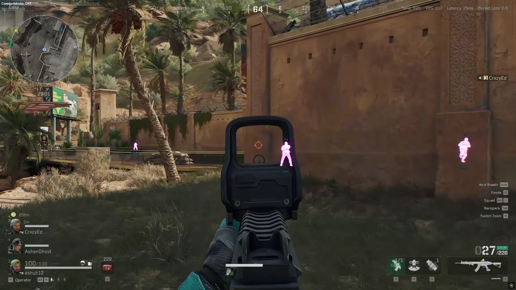 Delta Force player ESP with distance markers